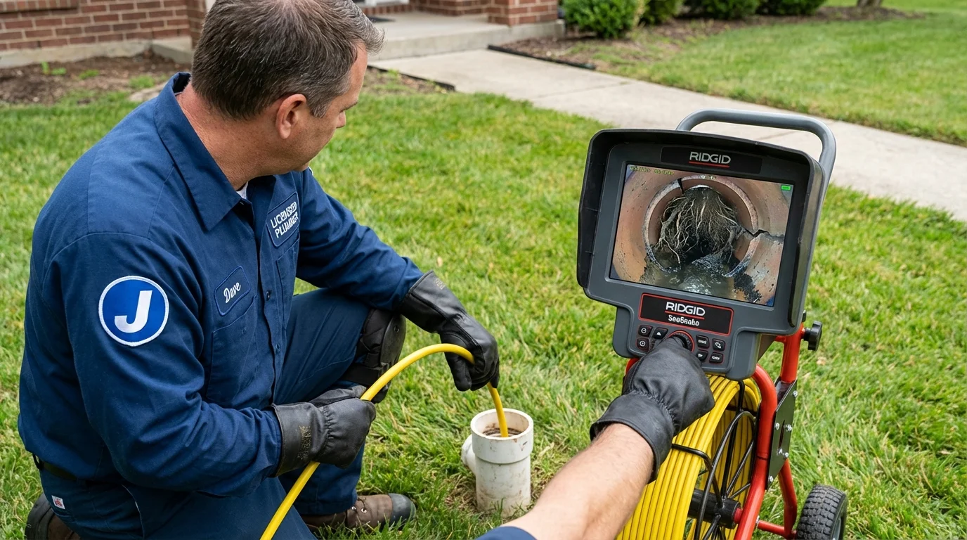 Sewer camera inspection being performed by Johns Plumbing LLC in Burbank